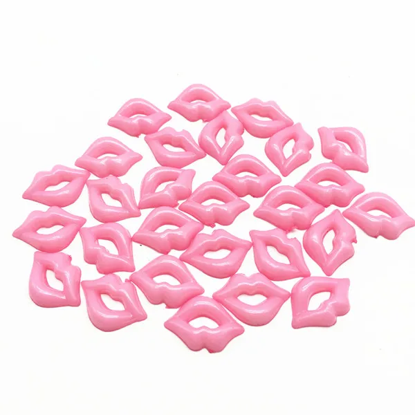 100 шт красный/розовый губы в форме Пластик Flatbacks пуговицы для украшения Швейные аксессуары для куклы 13x18 мм
