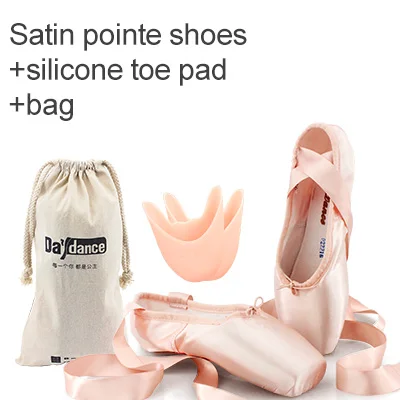 Professional Ballet Pointe Shoes Girls Women Ladies Satin Ballet Shoes With Ribbons Satin