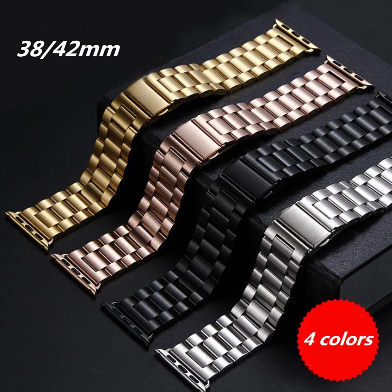 KINGBEIKE 4 Colors Stainless Steel Watchband For Apple Watch 38mm 40mm 42mm 44mm Series 1/2/3/4 Wristwatch Bracelet Strap