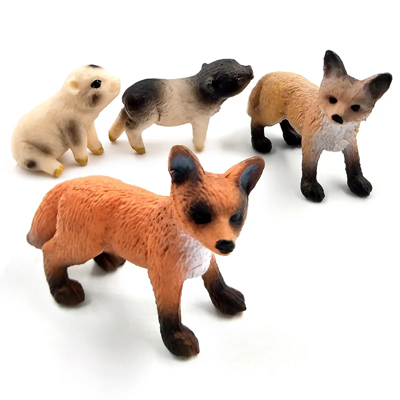Simulation Mini Fox Pig Animal Model Figure Figurine Diy Home Decor Miniature Fairy Garden Decoration Accessories Modern Statue fidget toys mechanical pencil set night light color marker pens plush toy patch emblems phone keychain diving mask led table lamp nut spice grinder