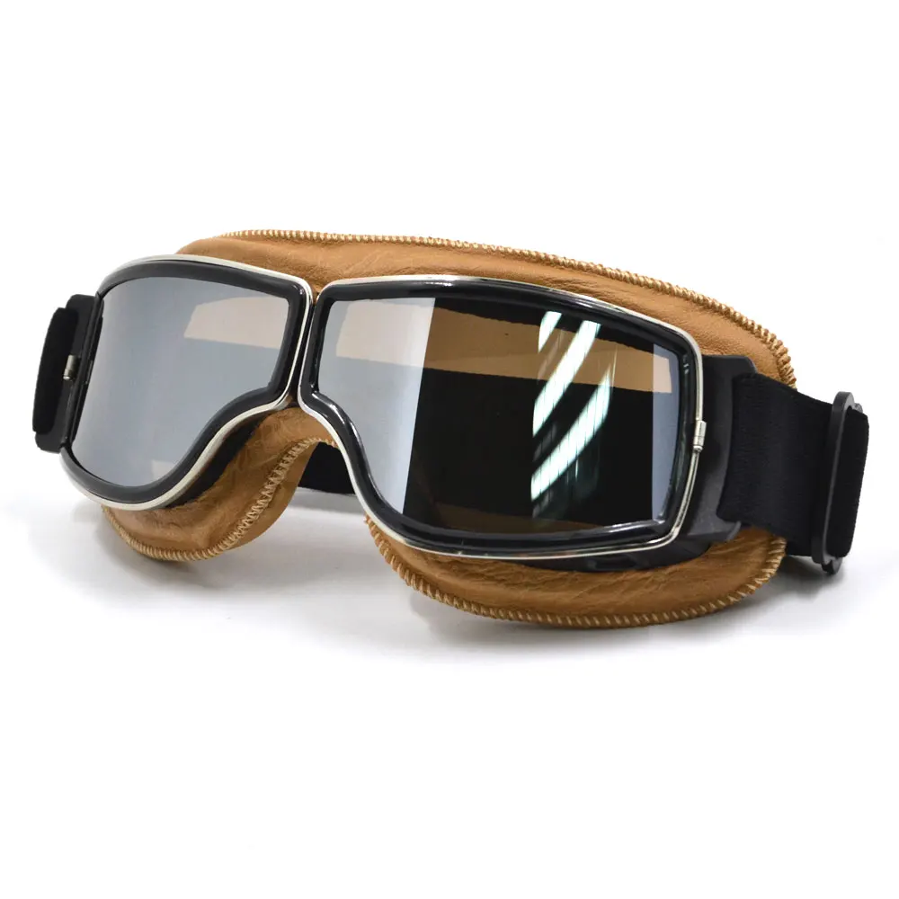 Buy BJMOTO Yellow Leather Scooter Goggles Motorcycle