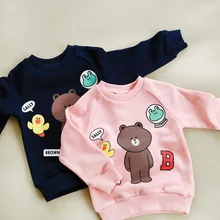New Arrival Autumn Sweater Set Head Cartoon Bear Children Boy Girl Leisure Hoodies Korea Cotton Long Sleeve Tshirt kids Clothes