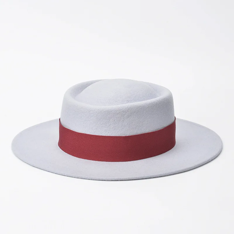 

01811-HH8124 British Style winter % wool Ribbons of different colours fedoras cap men women wool hat