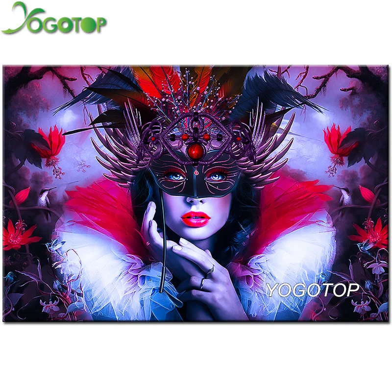 Алмазная 5d Вышивка YOGOTOP для творчества красота женщина под маской карнавала