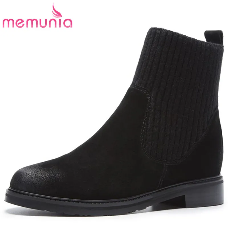 

MEMUNIA 2020 suede leather ankle boots for women fashion autumn winter boots simple ladies boots comfortable low heels shoes