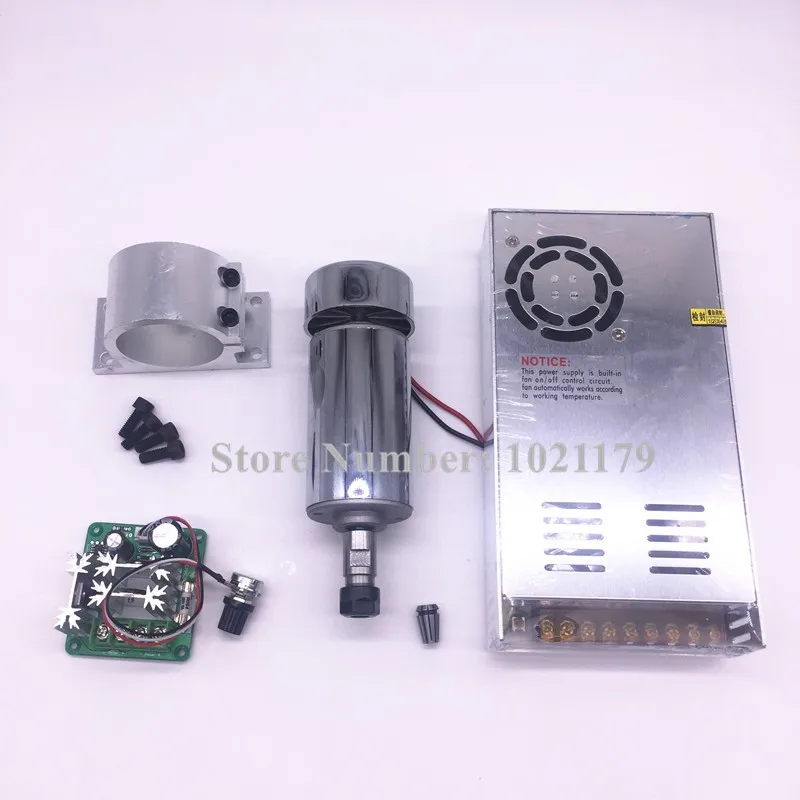 

400W CNC spindle kit DC12-48V ER11 400W air cool spindle motor +DC48V power switch + ER11 collet chuck + motor speed controller