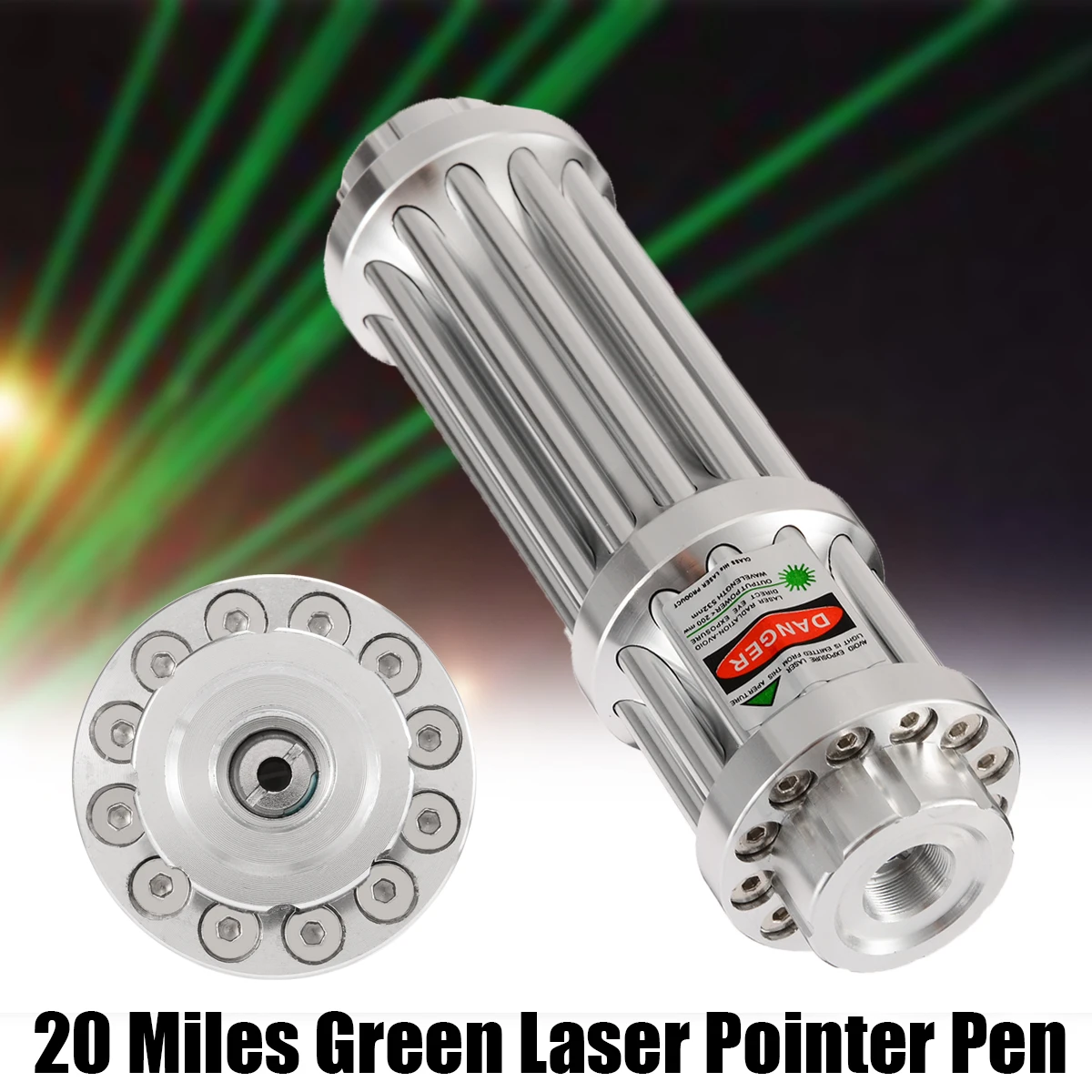 High Quality 20 Miles Green Laser Pointer Pen Adjustable Focus Laser Zoomable Beam Light 0.5MW 532nm Aluminum Laser Pointer Tool