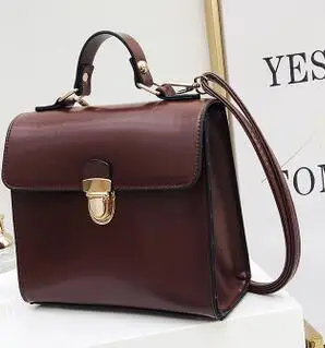 Новая Корейская версия ретро Мода Ретро масло-кожа замок Портативная сумка - Цвет: Бургундия