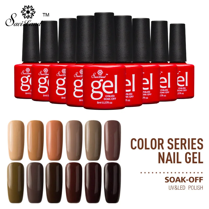 

Saviland 1pcs Coffee Chocolate Series Nail Gel Varnish Soak Off Semi Permanent Brown Series UV Nail Gel Polish