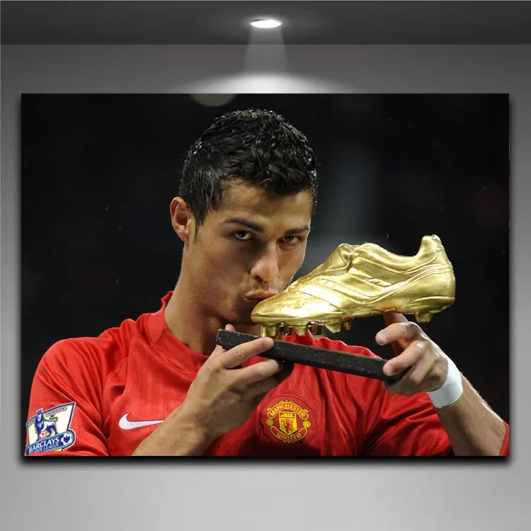 Cristiano Ronaldo with Trophy Wall Poster Picture Printed on Canvas