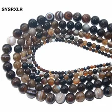 Wholesale Charm Coffee Striped Agate Brown Natural Stone Beads For Jewelry Making Diy Bracelet Necklace 4/6/8/10/12 MM Strand Wholesale Charm Coffee Striped Agate Brown Natural Stone Beads For Jewelry Making Diy Bracelet Necklace 4/6/8/10/12 MM Strand