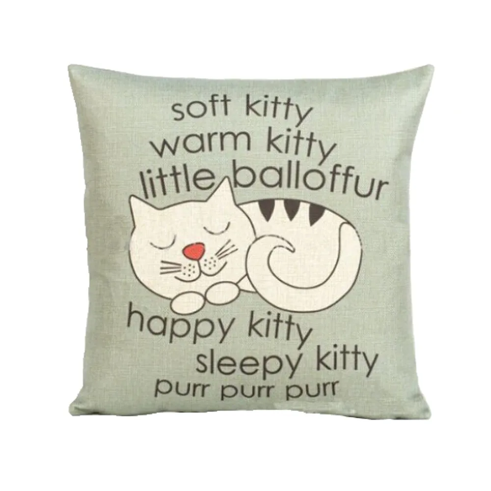 

Cute kitten printing Pillow Cover Cartoon style 45cm*45cm Sofa Waist Throw Cushion Cover Hand Made Home Decoration