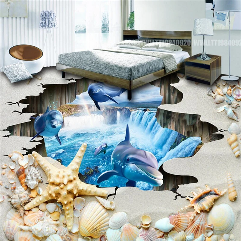 Us 17 7 41 Off Beibehang Beach Shells Papel De Parede 3d Vinyl Flooring Bedroom Wall Paper Photo Waterproof Floor Sticker Wallpaper For Walls In