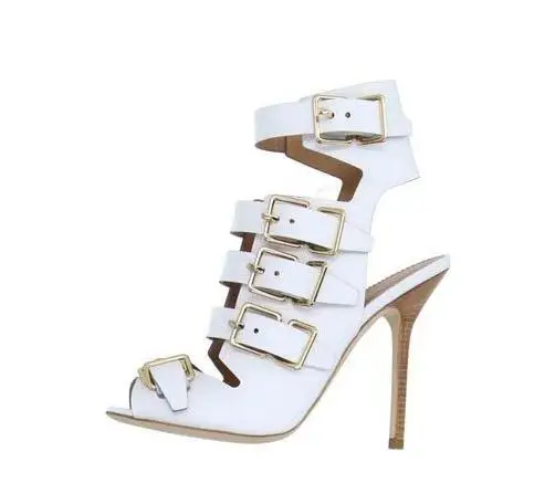 blanc 2019 Embelli Talons Slingback Filles Peep Bottes As Hauts Sandales multi Bottines Abesire Toe Spéciale Sexy Offre Pictures Boucles Spartiates Femmes 34RL5Aj