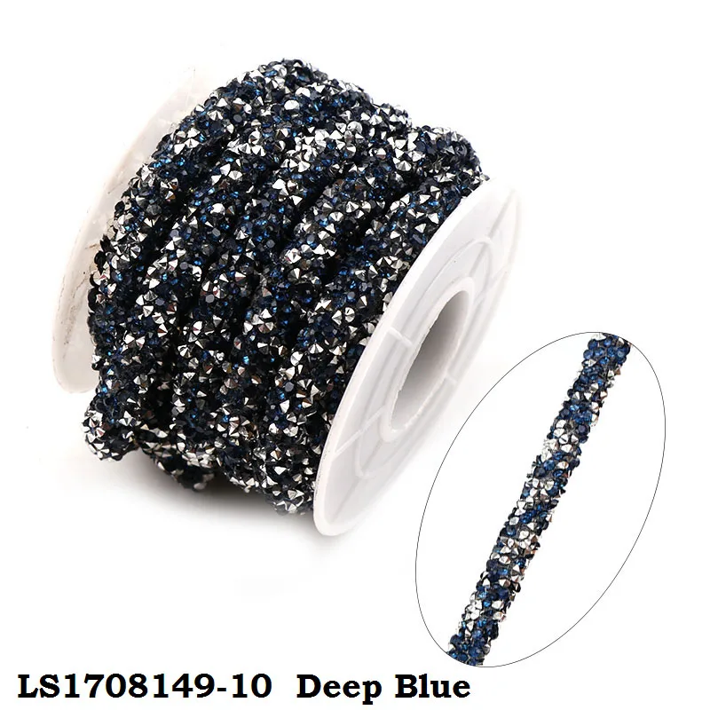 Полимерный Полый шланг с блестящей заостренной спинкой Стразы браслет шнур для DIY ювелирных аксессуаров вечерние украшения для рукоделия - Цвет: Deep Blue