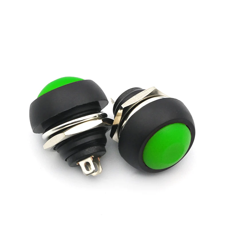 12mm PBS-33B Waterproof Momentary ON OFF Push Button Swithch Mini Round Switch - Цвет: Зеленый