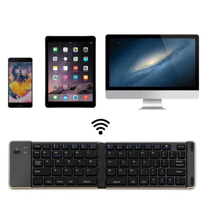 

Aluminium Alloy Folding Bluetooth Keyboard Foldable Wireless Keypad for iOS Android Windows Systems PC Tablet