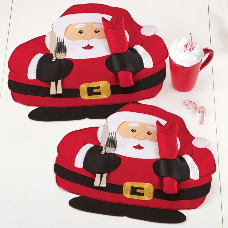 

Santa Clause Snowman Dining Mat Christmas Table Mat Place Mats Christmas Family Dinner Table Decorations Tableware Sets