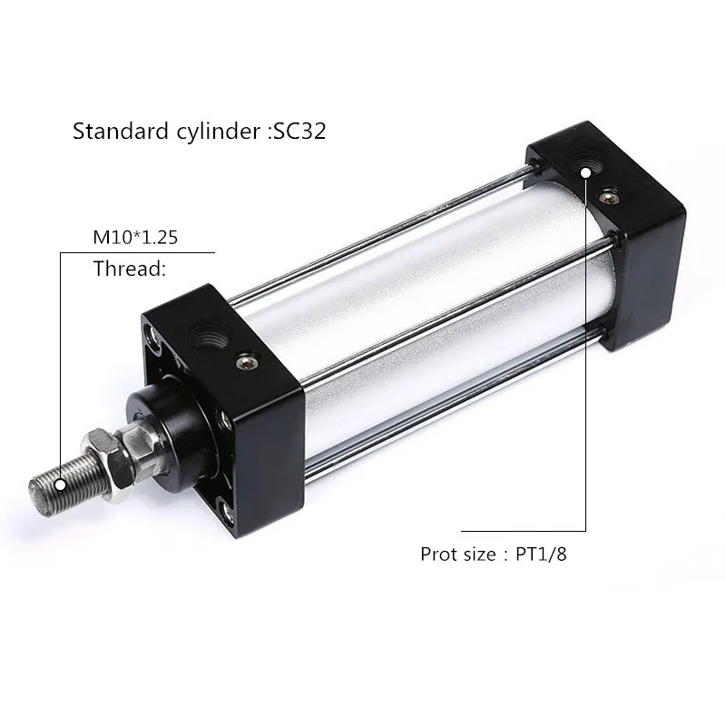 

Free shipping Standard cylinder SC32 series bore 25mm to 1000mm Bore Double Acting Pneumatic Cylinderair pneumatic cylinder