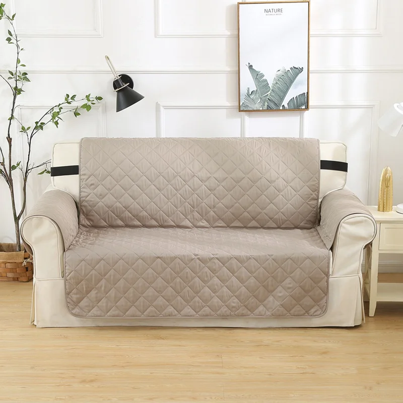 Водонепроницаемый чехол для дивана защитный угловой чехол для дивана для питомца 3 сиденья чехол для кресла моющийся нескользящий 1 шт - Цвет: Almond