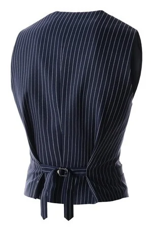 ZOGGA 2019 New Men's Business Casual Slim Vests Fashion Men Solid Color Stripe Single-breasted Vests Fit Suit for Male Clothing
