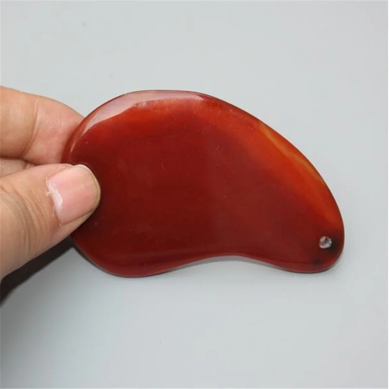 2 Pcs 100% natural red drilled agade Guasha massage tool facial treatment scraping health care 2 Pcs 100% natural red drilled agade Guasha massage tool facial treatment scraping health care