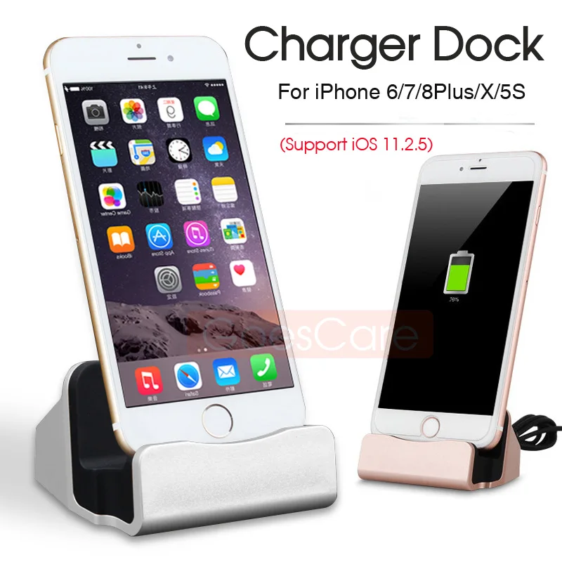 

2019 New Charging Dock Station For iPhone 7 8 Plus Charger Desktop For iPhone X 6 6S 5 5S SE Data Sync & Charger With Retail Box