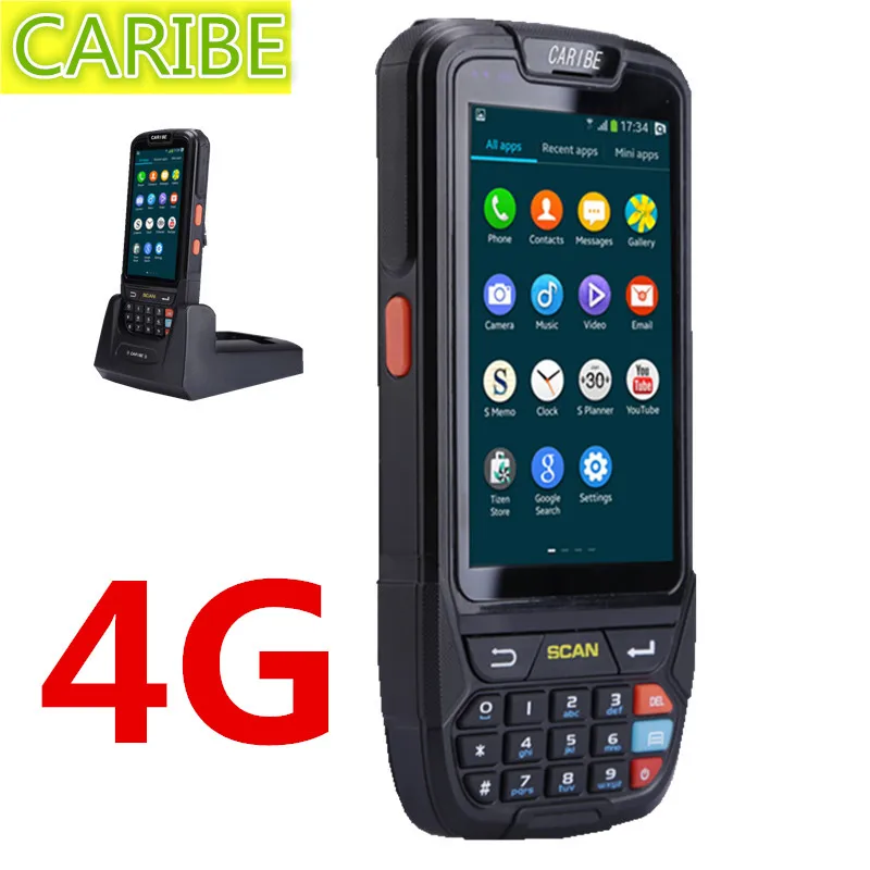 CARIBE الباركود ماسحة لنظام أندرويد اللوحي 2D أدنى سعر المحمولة PDA محطة دعم واي فاي 4G للماء البسيطة