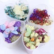 1 коробка микс сушеных цветов дизайн ногтей DIY консервированные Цветочные Стразы в форме сердца стеклянная бутылка для украшения ногтей