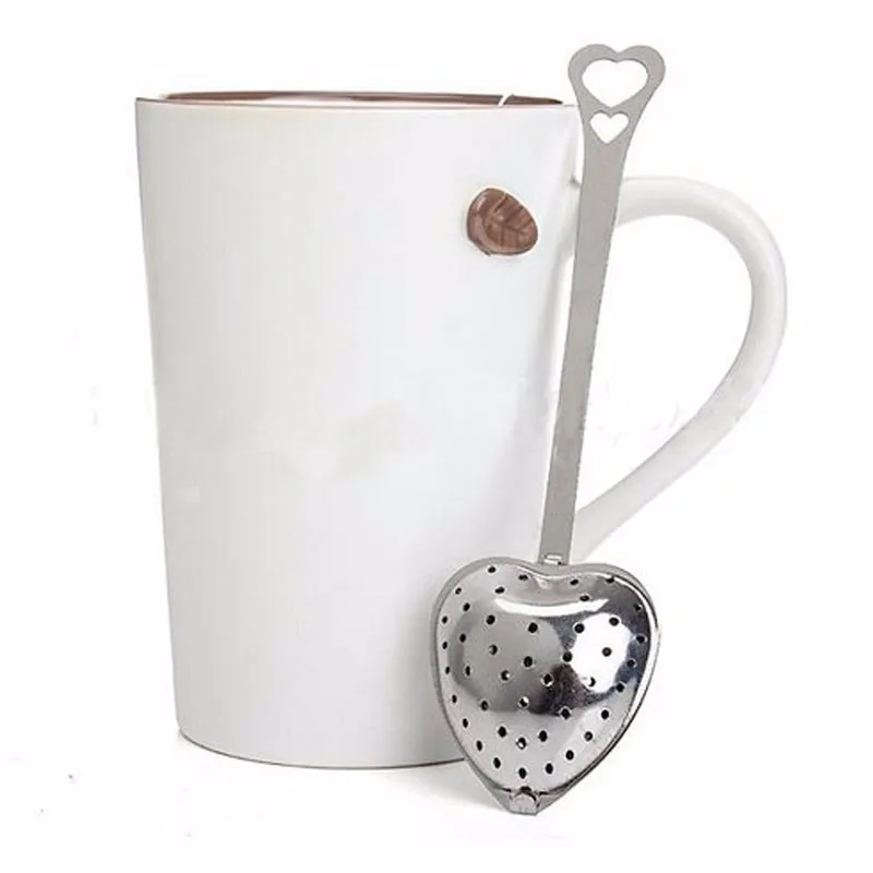 1pcs Tea  Strainer Spoon Colander Heart Shape Stainless Steel Strainer Infuser Filter Spice Ball Spoon Kitchen Tool (1)