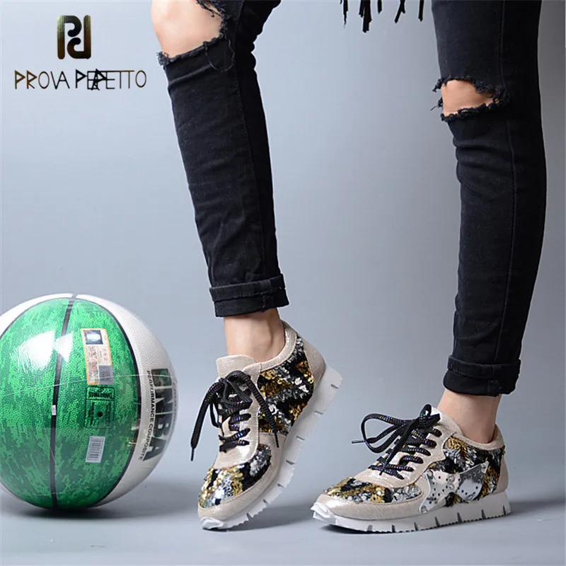 

Prova Perfetto 2018 New Arrival Fashion Simple Mixed Colors Real Leather Sport Shoes Student Thick Bottom Casual Shoes Round Toe
