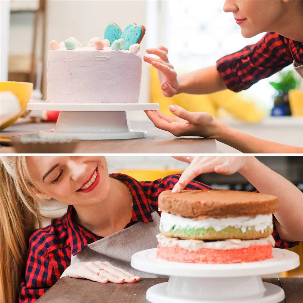1 Набор сковородка "сделай сам", инструмент для выпечки, пластмассовый поворотный стол для торта, пластиковая вращающаяся противоскользящая круглая подставка для торта, украшения, поворотный стол для кухни