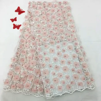 

french lace tulle lace African mesh fabric with Super big floral 3D appliques