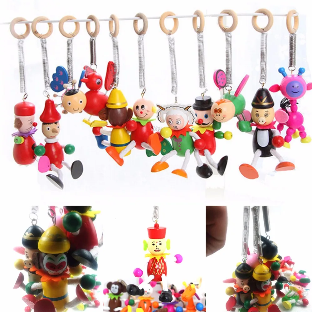 

New 1PCS Spring Dolls Wooden Jumping Puppets Mini Wooden Action Kids Toys Action Figure Birthday Christmas Gift Cartoon Figure