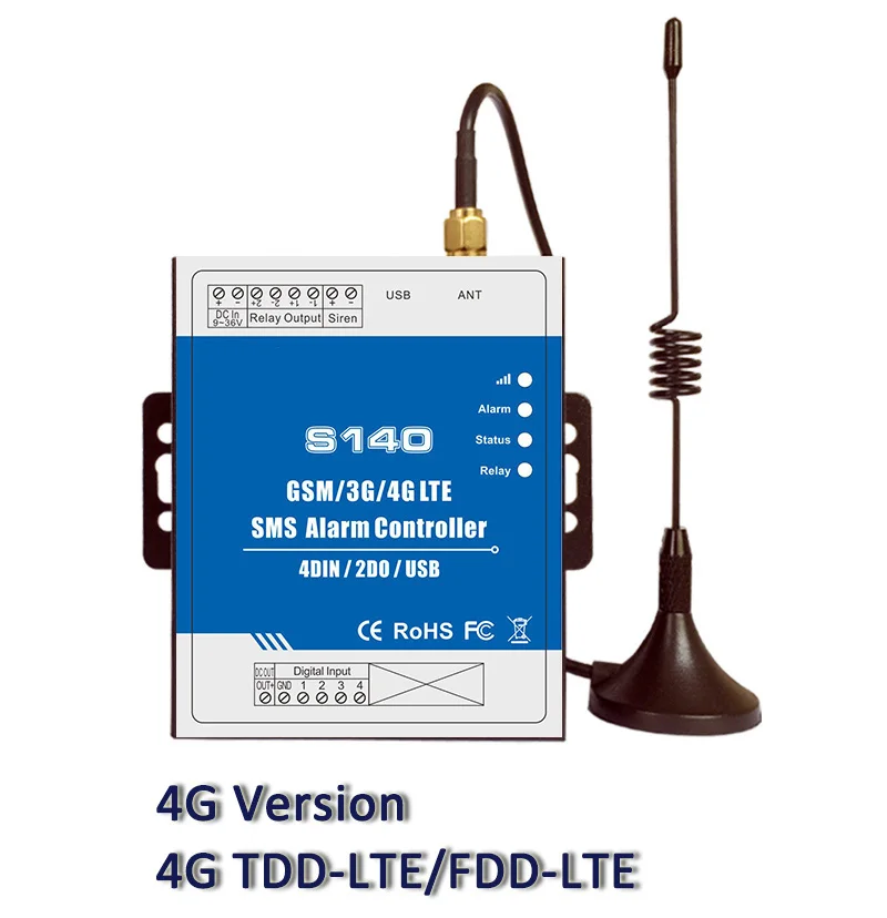Беспроводная GSM SMS Система охранной сигнализации S140 3g 4G GSM насос контроллер мощности аварийный релейный переключатель по SMS для умного дома plc