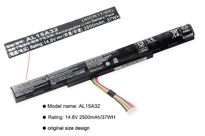 Kingsener AL15A32 ноутбук Батарея для acer Aspire E5-422G 472 E5-473 E5-473G E5-522 522G E5-532 E5-532T E5-573G E5-553G V3-574G