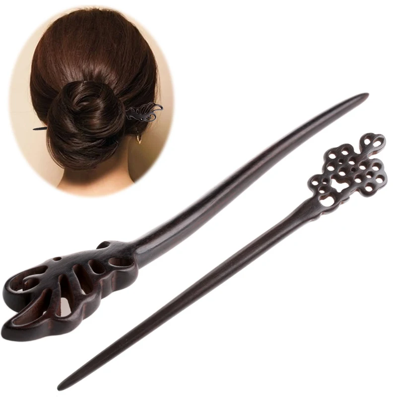 

Women Vintage Wood Hair Accessories Pin Handmade Carved Wooden Hair Stick