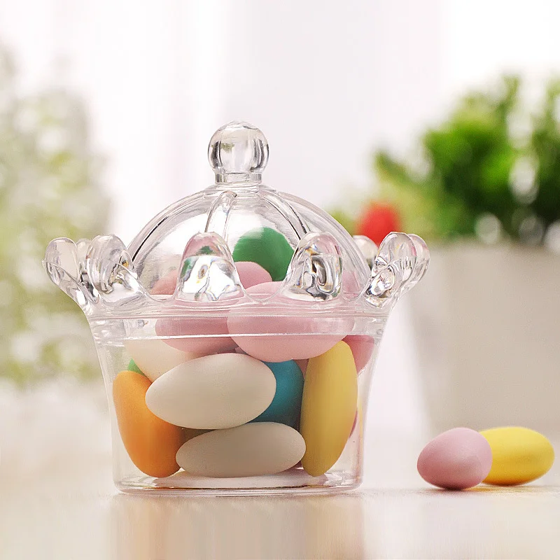 

12Pcs Crown Shape Plastic Candy Box Wedding Birthday Party Candy Bar Decor Supplies E2S