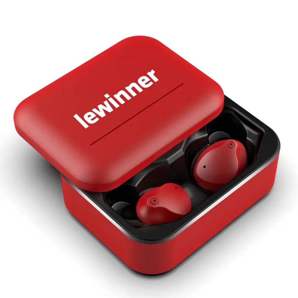 Lewinner V10 Беспроводной наушники-вкладыши TWS Bluetooth 5,0 наушники 3D стерео Hi-Fi спортивные наушники-капельки дляимузыка гарнитура Bluetooth с зарядным устройством - Цвет: Красный