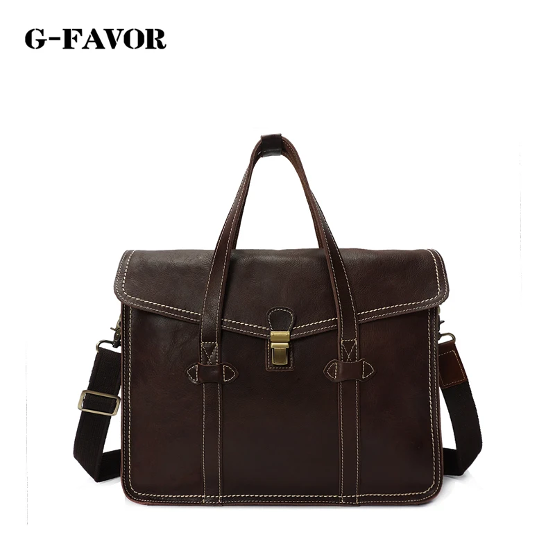 G-FAVOR 2017 Men's Business Bag Brand Genuine Leather Male Vintage Shoulder Bags Luxury Leather Handbag Men Crossbody Bag