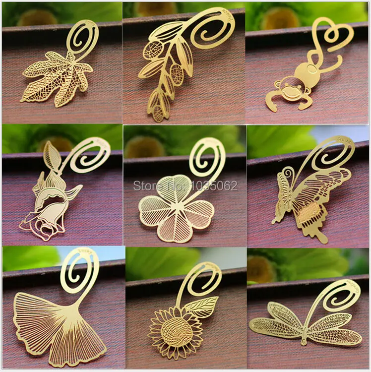 

creative brass bookmark, vintage bookmarks animal/leaf/butterfly/dragonfly/feather shaped