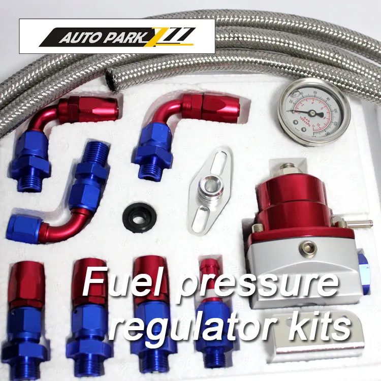 

Universal auto fpr AN6 Fittings fuel regulator red 7MGTE MKIII with hose line Fuel Pressure Regulator