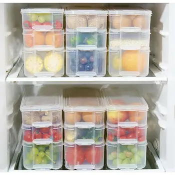 

Reusable Kitchen Fridge Food Fruit Storage Container Clear Preservation Box Case Plastic Storage Bins Refrigerator Storage Box