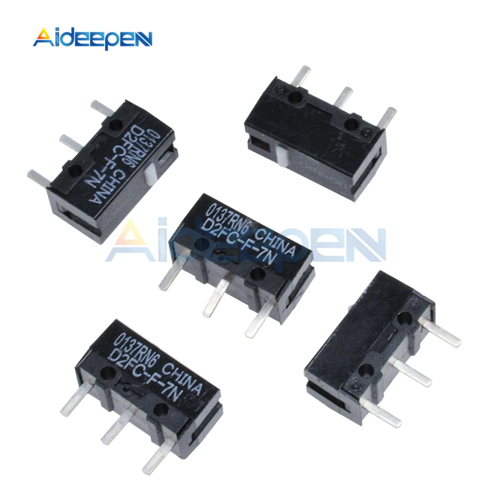 10Pcs Mouse Micro Switch D2FC-F-7N Mouse Button Fretting D2FC-E-7N D2FC lighted single pole switch