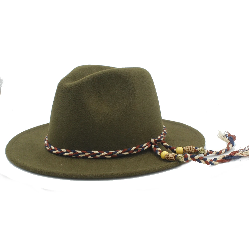 

Wool Women Men Fedora Hat For Gentleman Elegant Lady Winter Autumn Wide Brim Jazz Church Godfather Hats Size 56-58CM