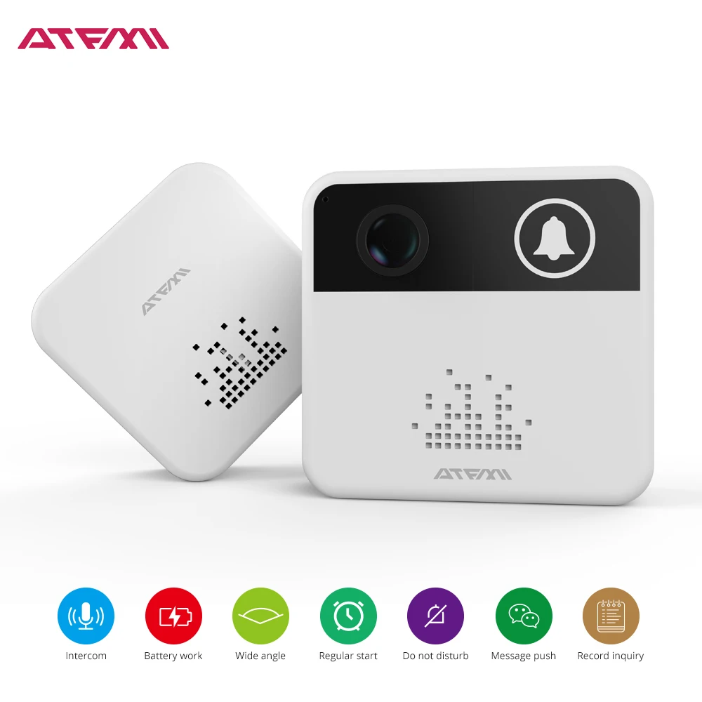 En Ligne ATFMI Sans Fil WIFI Vidéo Sonnette Caméra Porte Cloche Anneau D alarme Judas Sonnette Caméra Batterie Interphone Vidéo Interphone Système