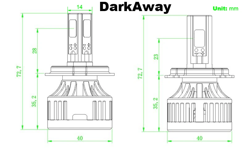DarkAway светодиодный H4 фара для мотоцикла Hi Lo H4 светодиодный фонарь 32 Вт 3000лм комплект для преобразования фары для вождения двигателя 6500 к белый