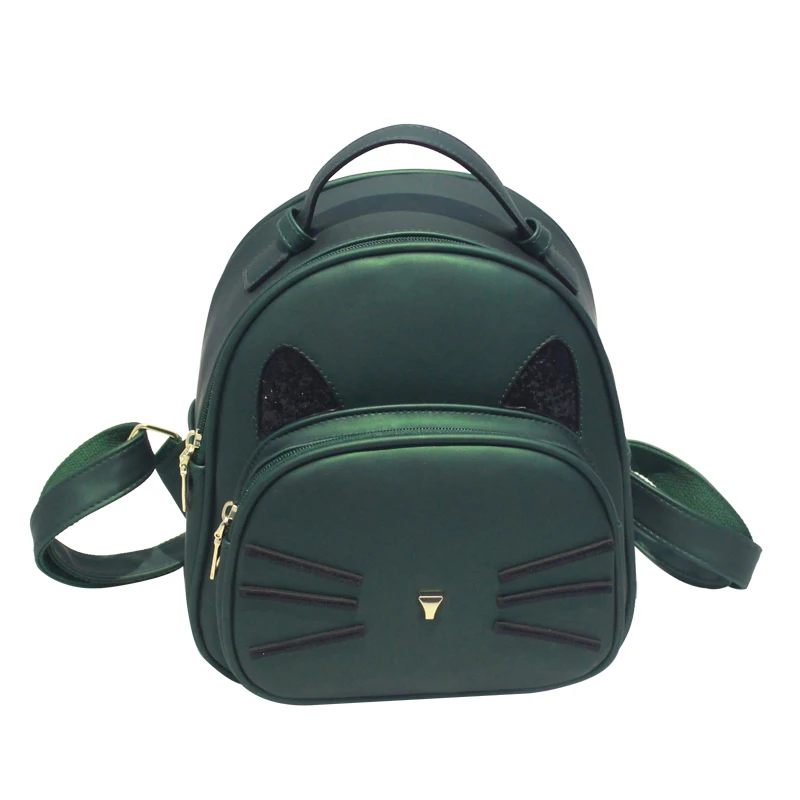 Cat Backpack Pink Preppy Style School Backpacks Funny Quality PU Leather Fashion Women Shoulder Bag Travel
