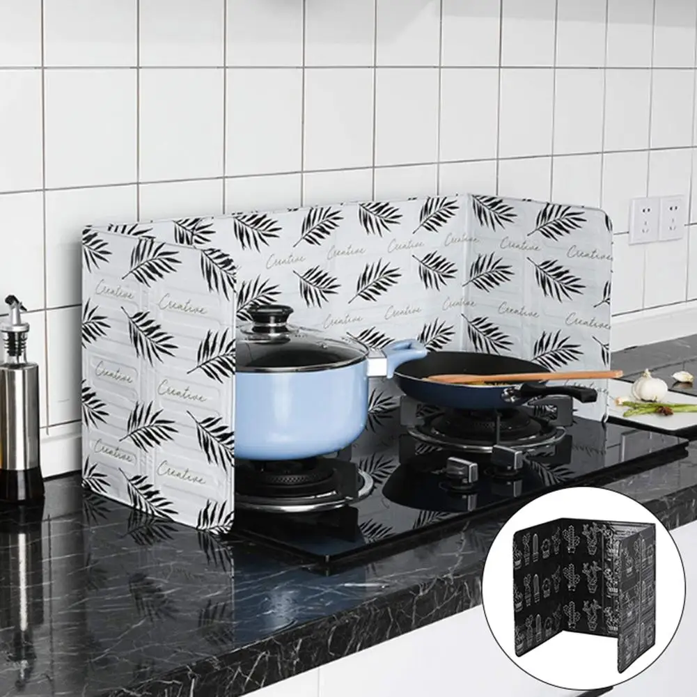 

30# Foldable 1pc Aluminum Foil Kitchen Oil Splash Guard Oil Splash Guard Gas Stove Heat Burn Proof Board Kitchen Supplies