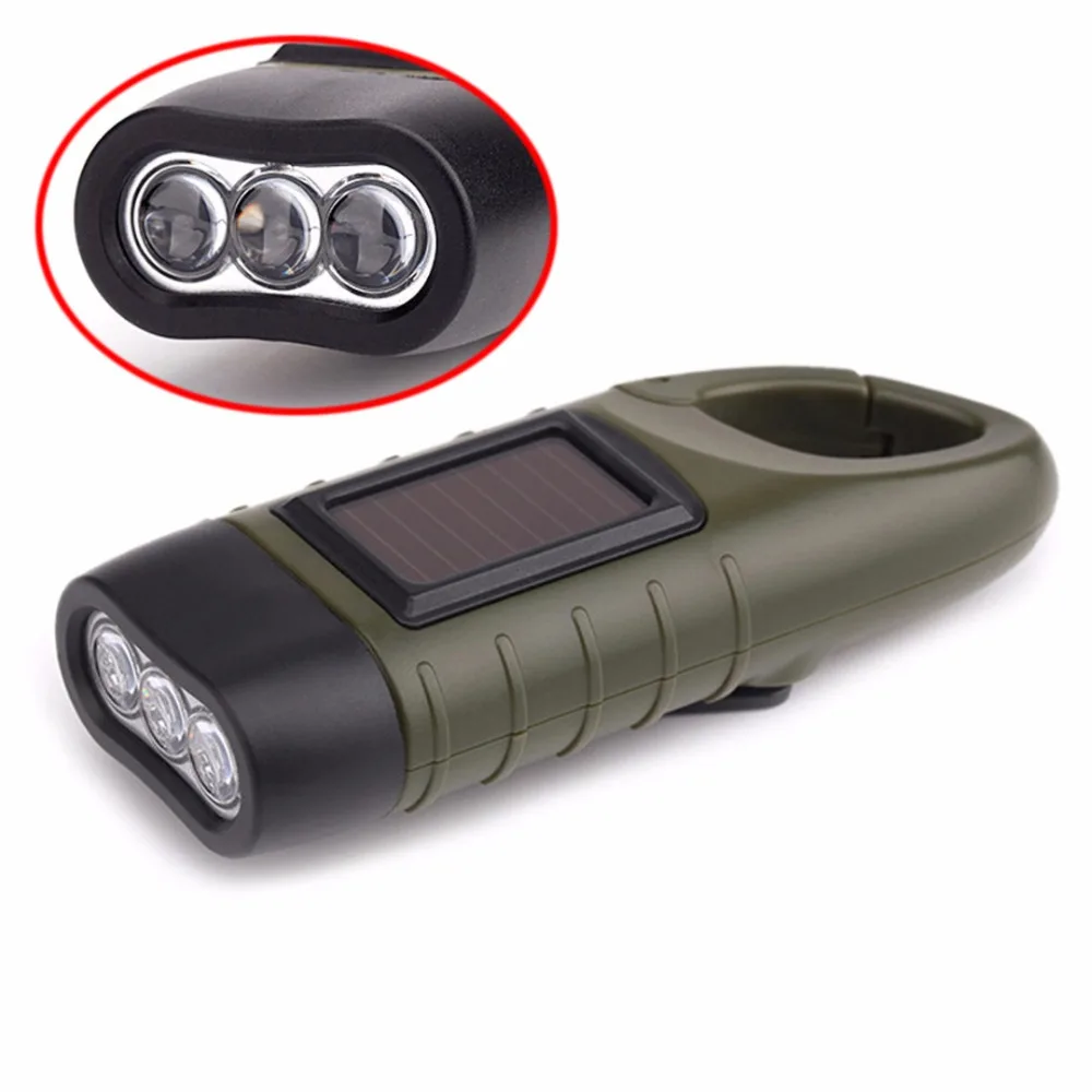 

Mini Emergency Hand Crank LED Flashlight Solar Power Rechargeable Camping Emergency Torch Light Lamp For Outdoor Camping